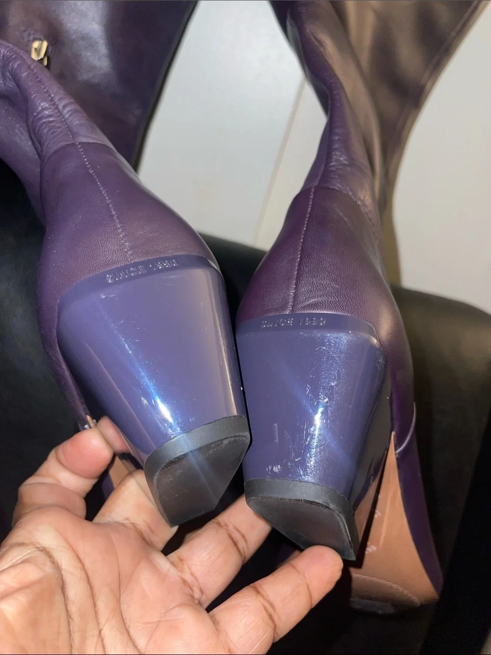 Franco Sarto Gwyn Knee High Boot Eggplant Purple Leather Sz 9 NWOB HTF Color